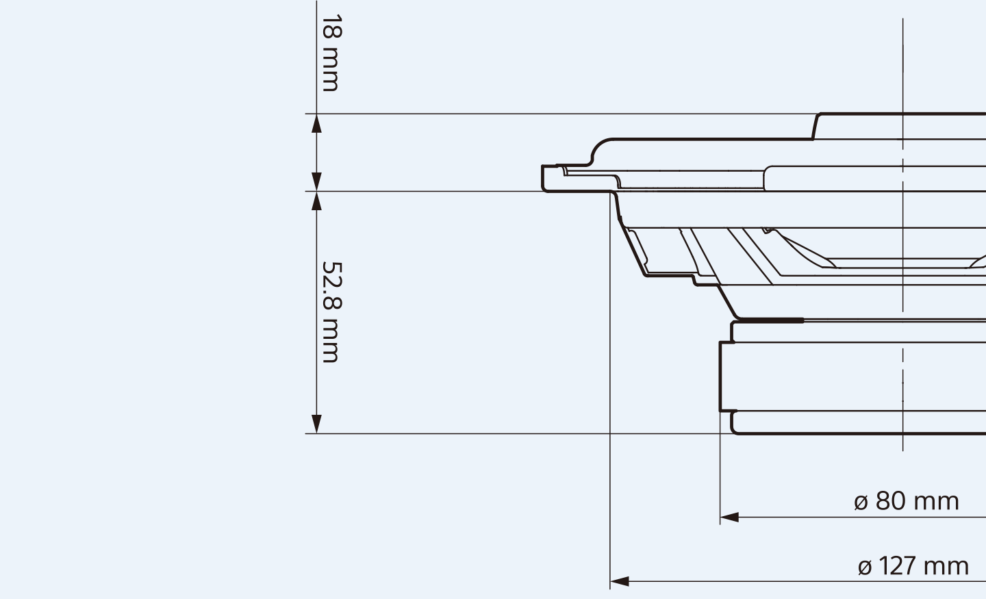  Technical drawing image of the XS-160GS speaker, displaying dimensions